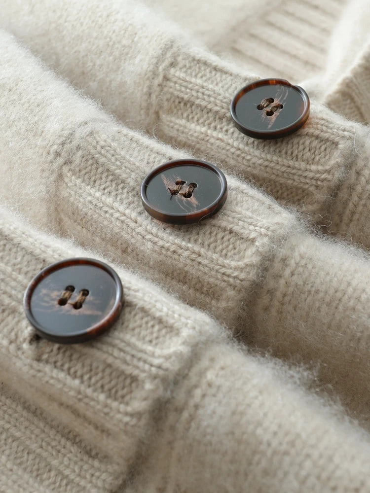 Elegant Winter Pure Cashmere Grandpa Cardigan Cardigans | Chuzko.com