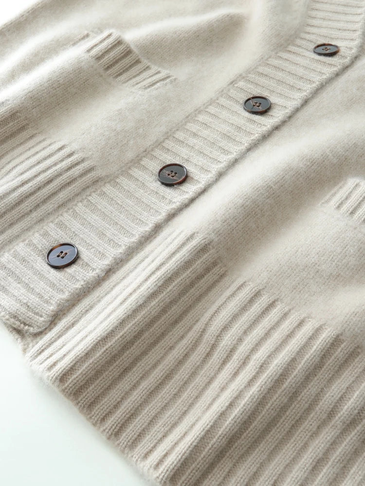 Elegant Winter Pure Cashmere Grandpa Cardigan Cardigans | Chuzko.com