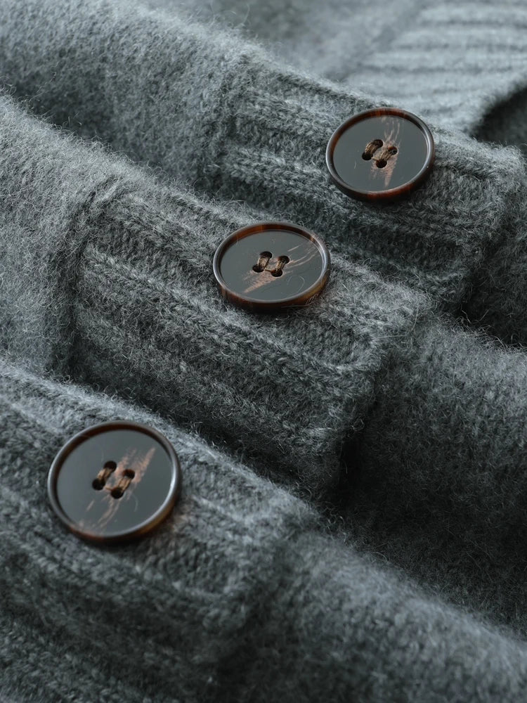 Elegant Winter Pure Cashmere Grandpa Cardigan Cardigans | Chuzko.com