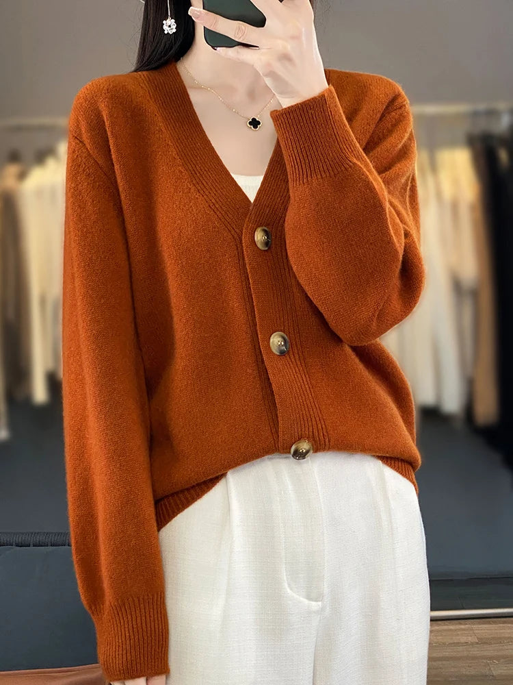 Autumn Wool Cardigan Grandpa Sweater for Chilly Evenings | Chuzko.com