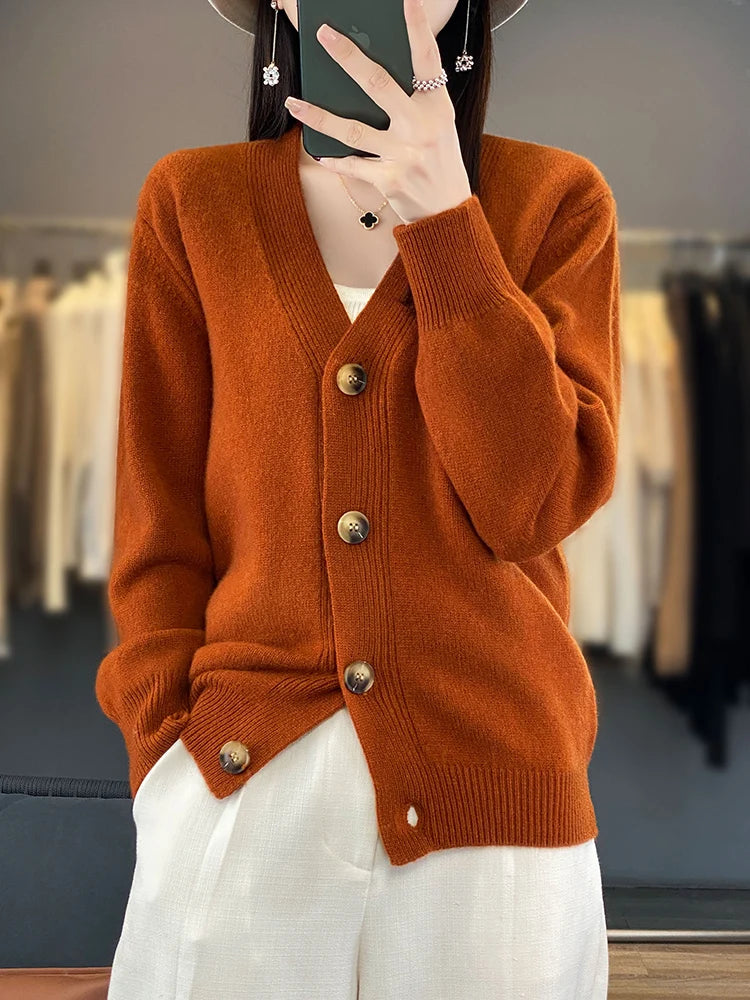 Autumn Wool Cardigan Grandpa Sweater for Chilly Evenings | Chuzko.com