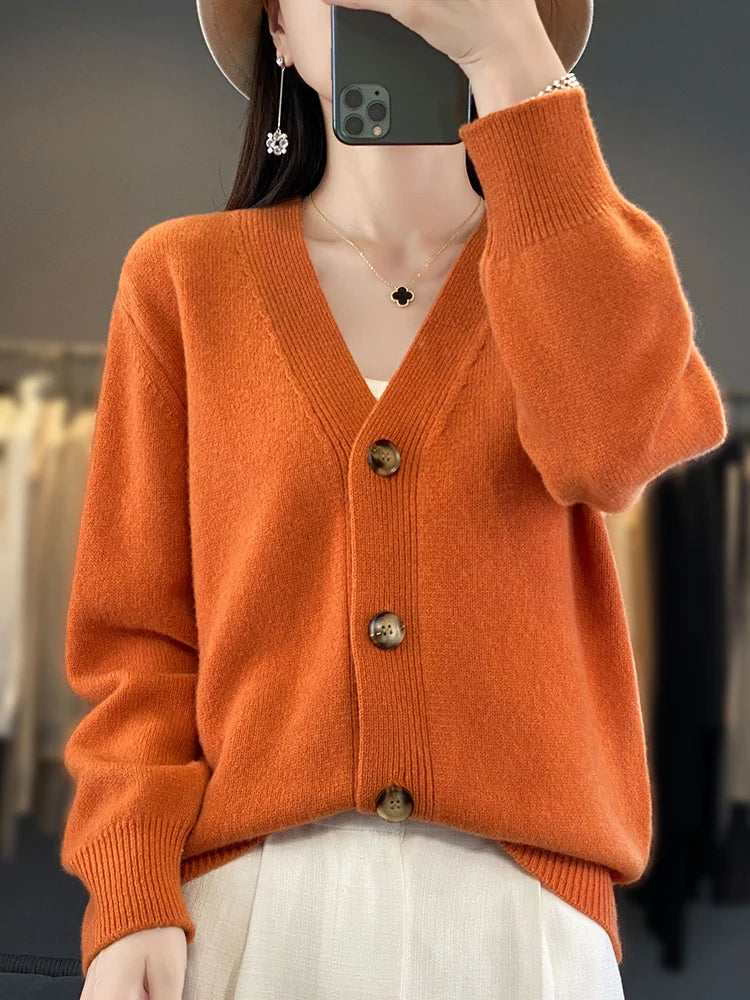 Autumn Wool Cardigan Grandpa Sweater for Chilly Evenings | Chuzko.com