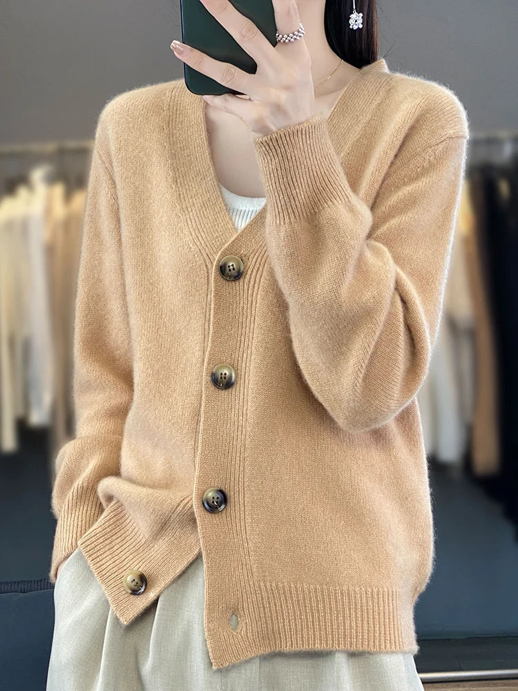 Autumn Wool Cardigan Grandpa Sweater for Chilly Evenings | Chuzko.com