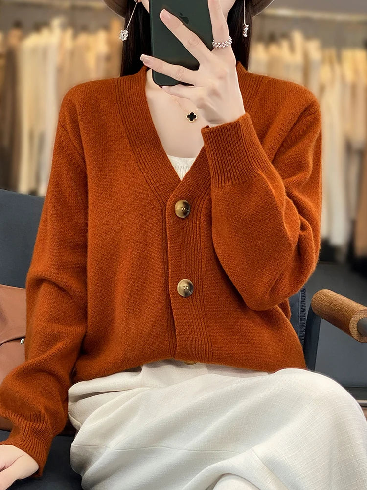 Autumn Wool Cardigan Grandpa Sweater for Chilly Evenings | Chuzko.com