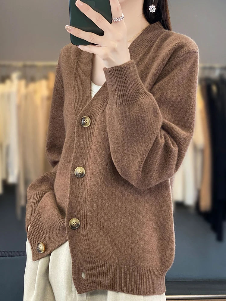 Autumn Wool Cardigan Grandpa Sweater for Chilly Evenings | Chuzko.com