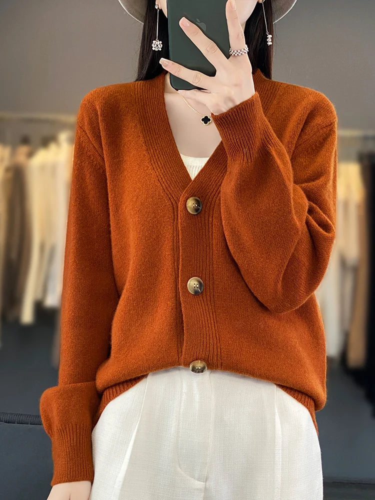 Autumn Wool Cardigan Grandpa Sweater for Chilly Evenings | Chuzko.com