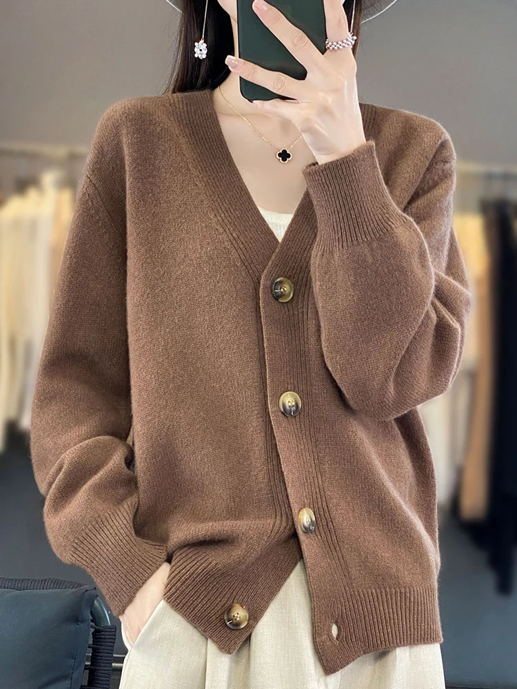 Autumn Wool Cardigan Grandpa Sweater for Chilly Evenings | Chuzko.com