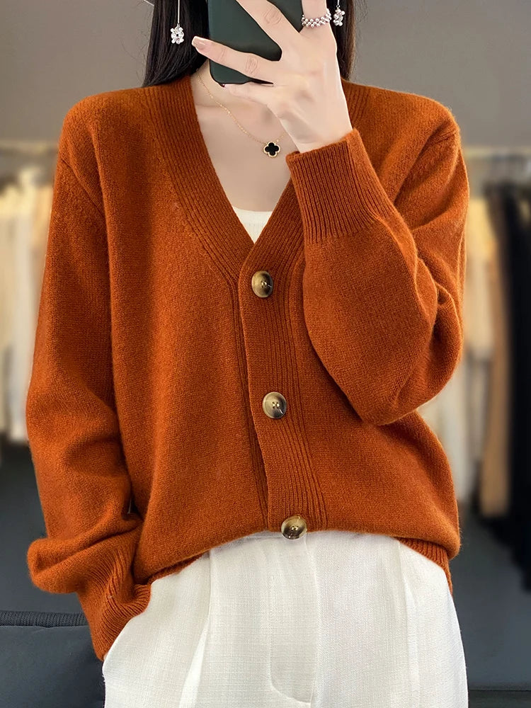 Autumn Wool Cardigan Grandpa Sweater for Chilly Evenings | Chuzko.com