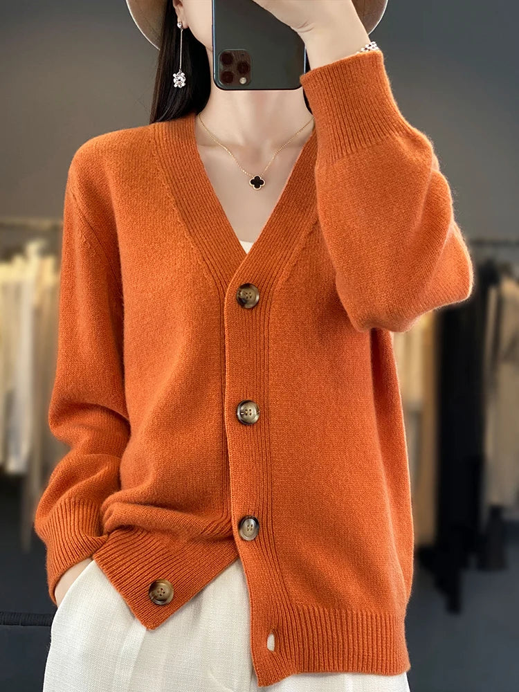 Autumn Wool Cardigan Grandpa Sweater for Chilly Evenings | Chuzko.com