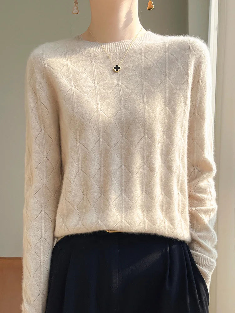 Classic Argyle Wool Sweater Merino Jumper	