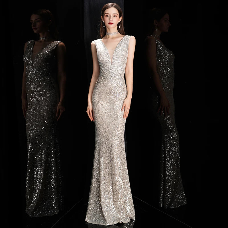 Elegant Sequin Bodycon Gown - Mermaid Style Evening Dress