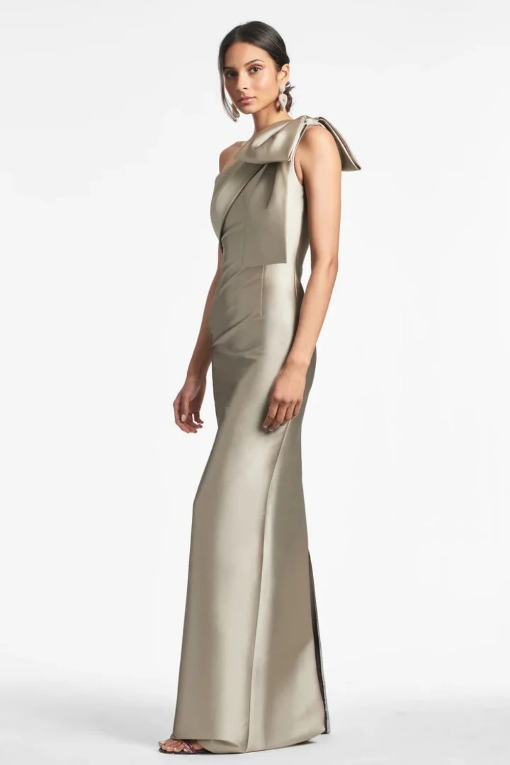 Elegant One Shoulder Satin Mermaid Prom Maxi Dress Gown Evening | Chuzko.com