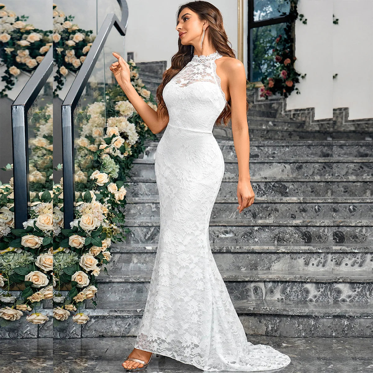 Mermaid Bridal Gown Lace Wedding Dress for Vineyard Nuptials | Chuzko.com