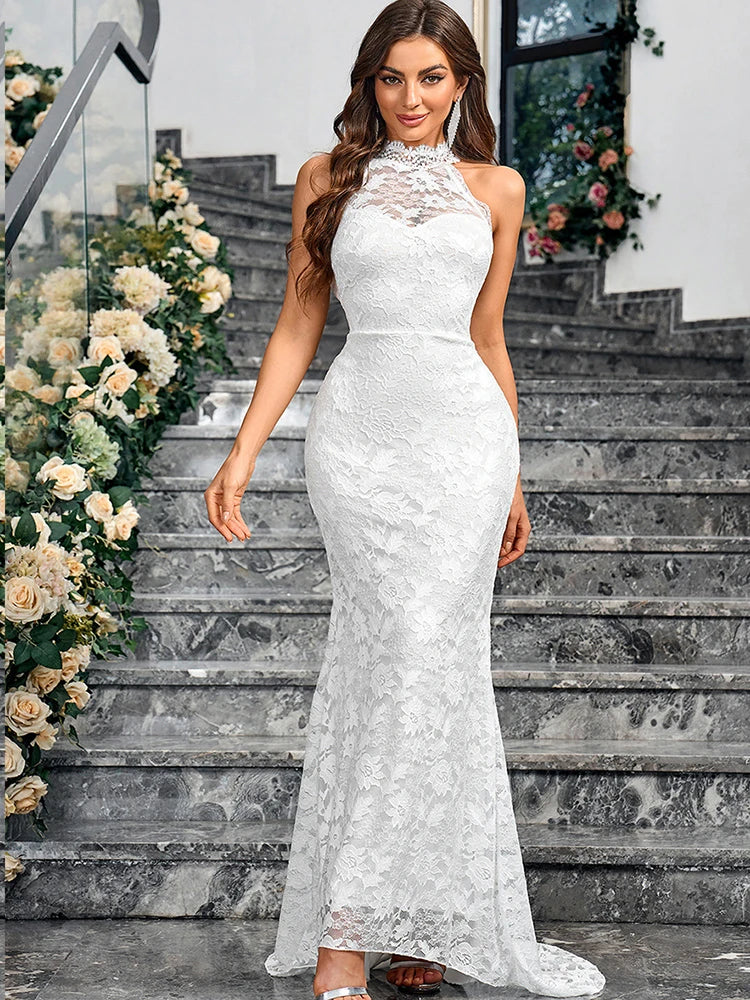 Mermaid Bridal Gown Lace Wedding Dress for Vineyard Nuptials | Chuzko.com