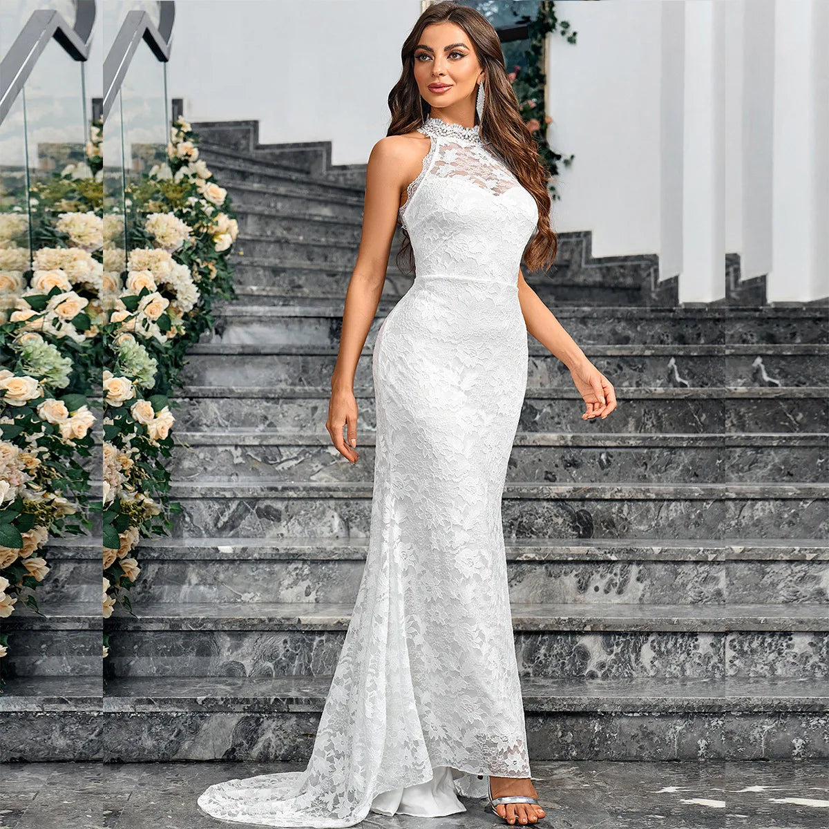 Mermaid Bridal Gown Lace Wedding Dress for Vineyard Nuptials | Chuzko.com