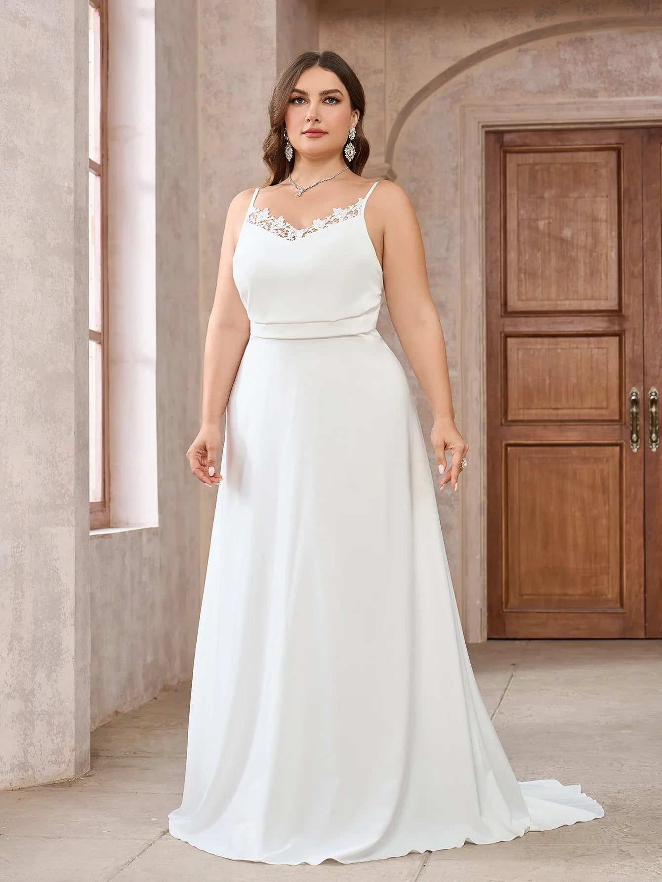 Wedding Gown Cowl Back Bridal Dress with Minimal Train Wedding | Chuzko.com