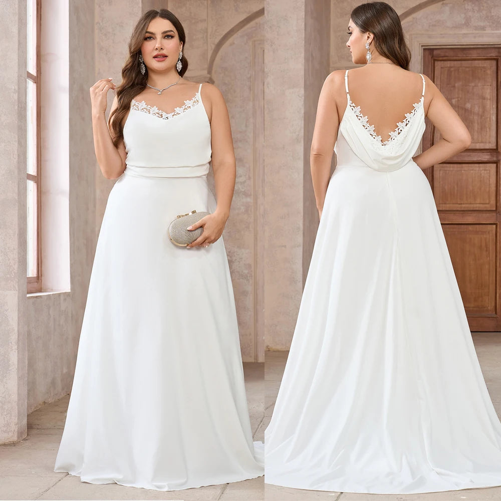 Wedding Gown Cowl Back Bridal Dress with Minimal Train Wedding | Chuzko.com