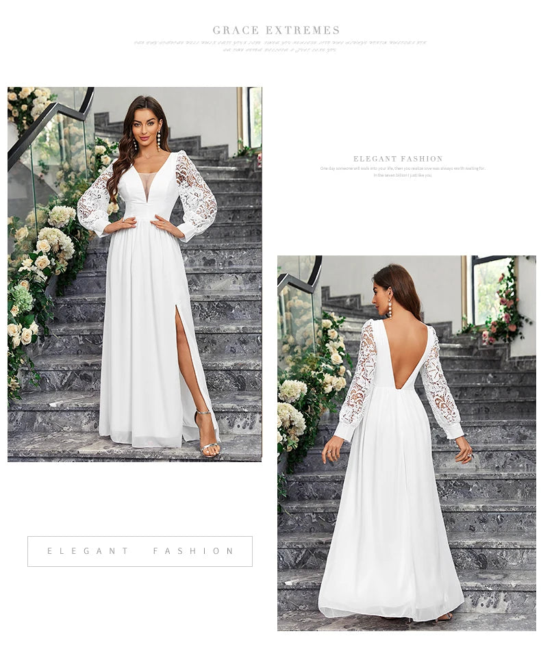 Elegant Vineyard Wedding Gown Backless Bridal Dress Wedding | Chuzko.com