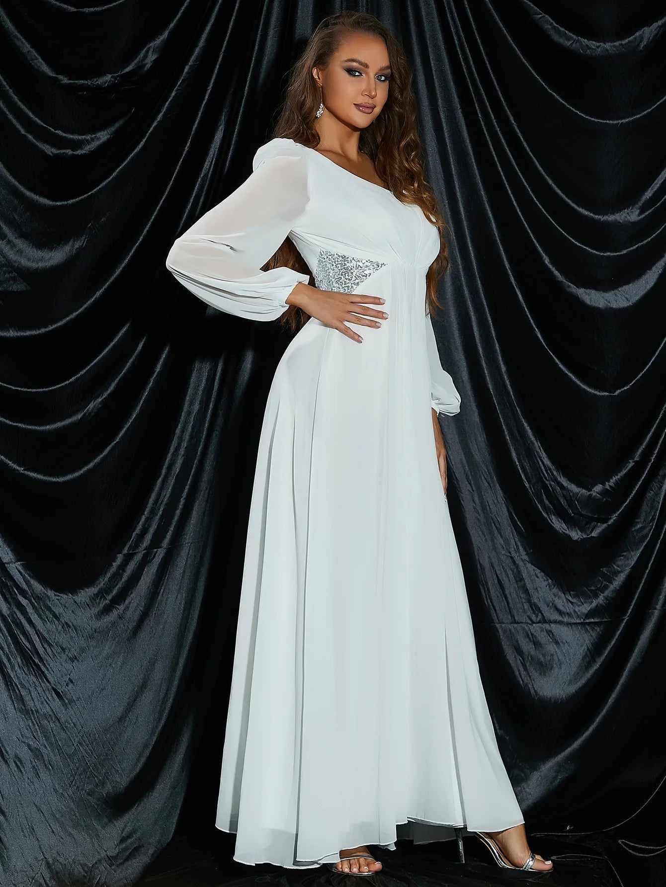 Elegant Vineyard Wedding Dress Long Sleeve Bridal Gown Wedding | Chuzko.com