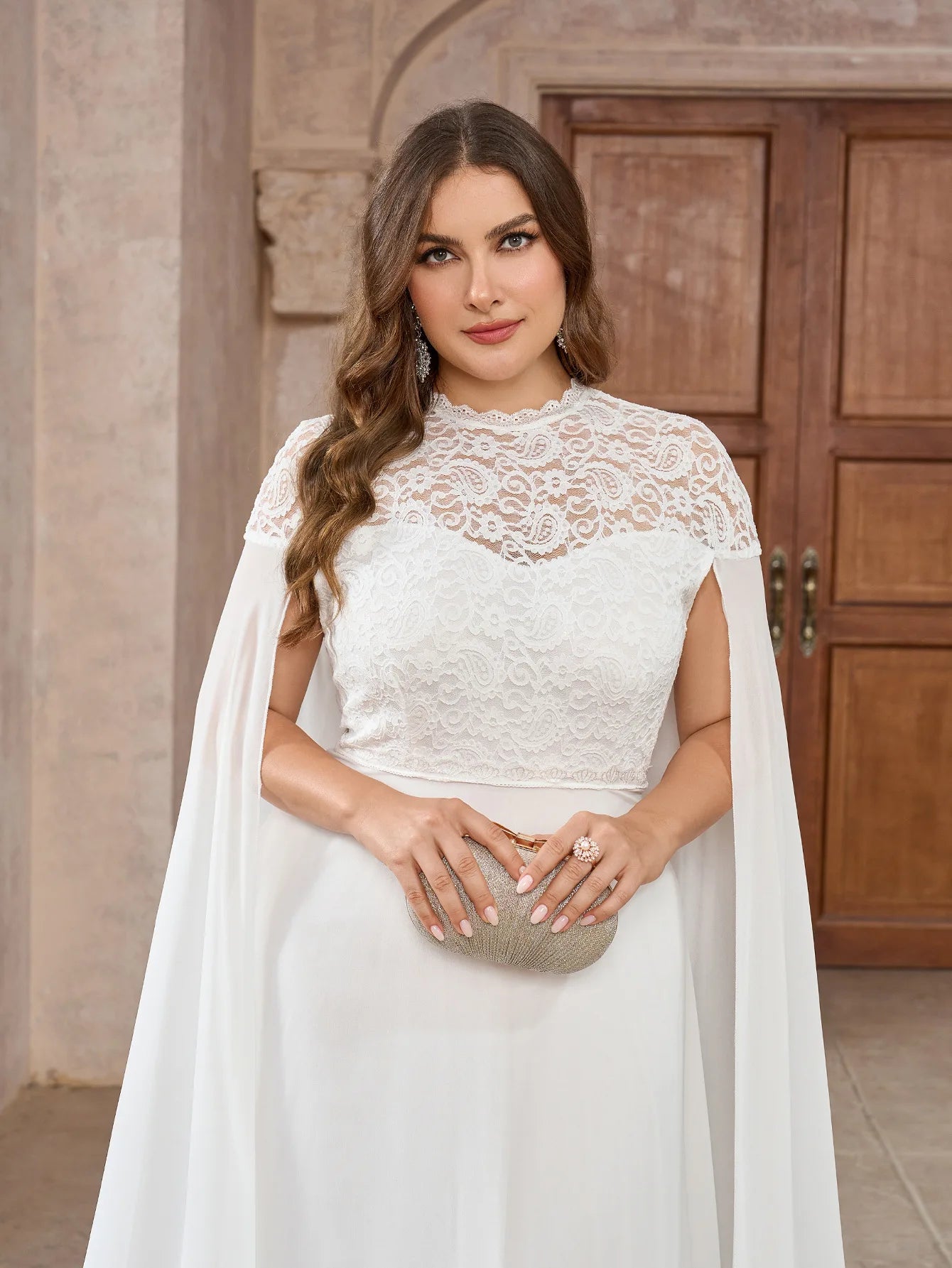 Wedding Dress with Watteau Train Plus Size Bridal Gown Wedding | Chuzko.com