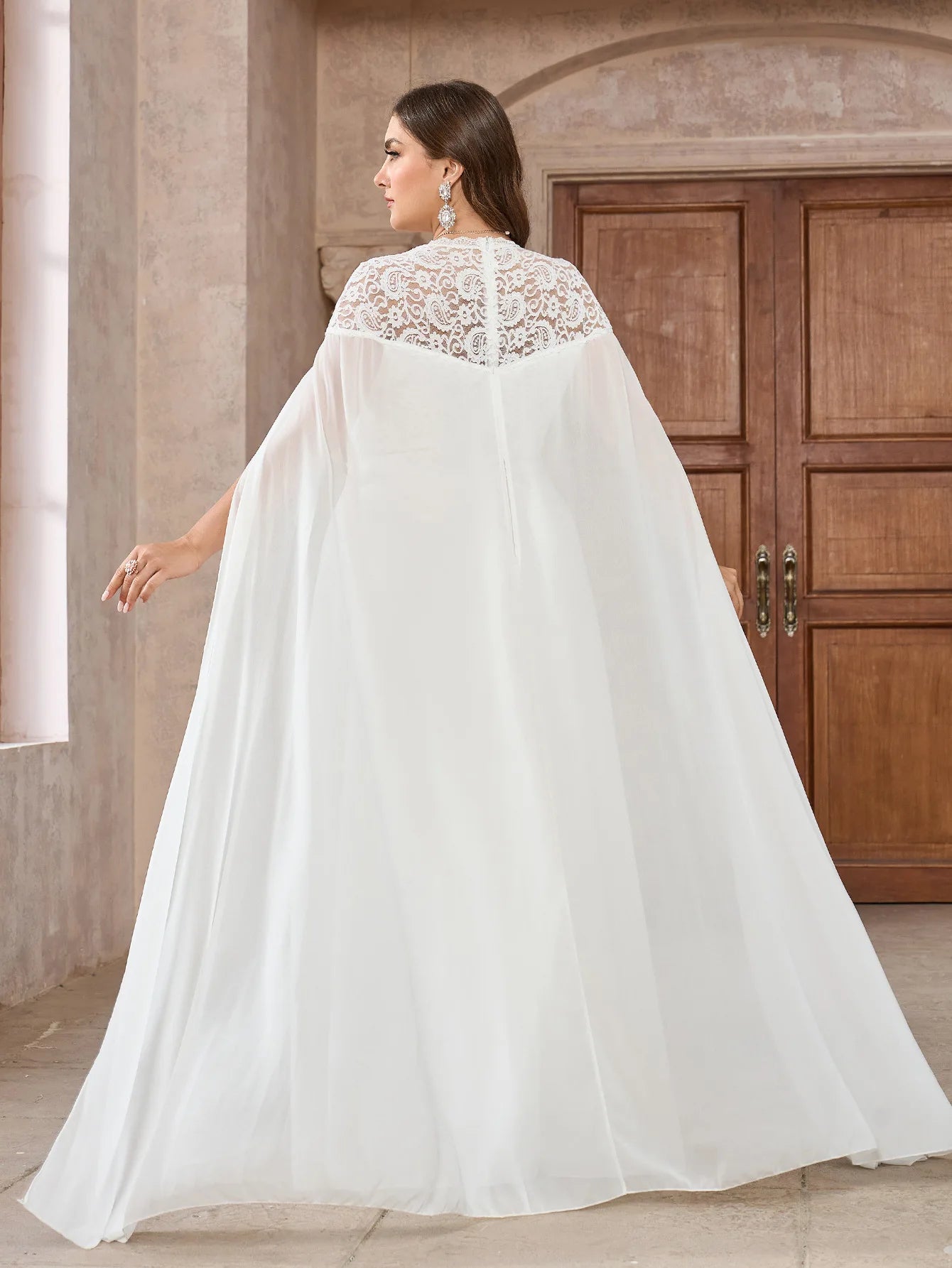 Wedding Dress with Watteau Train Plus Size Bridal Gown Wedding | Chuzko.com