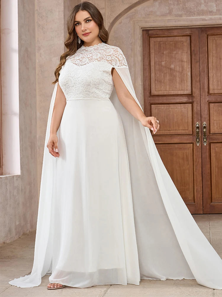 Wedding Dress with Watteau Train Plus Size Bridal Gown Wedding | Chuzko.com