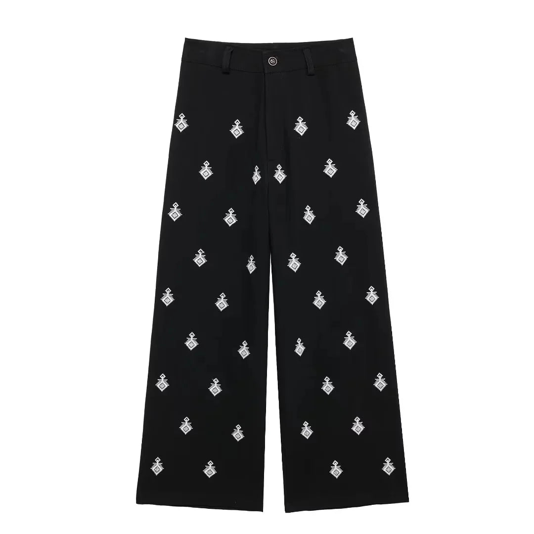 Embroidered Loungewear Artistic Pants and Shirt Loungewear | Chuzko.com