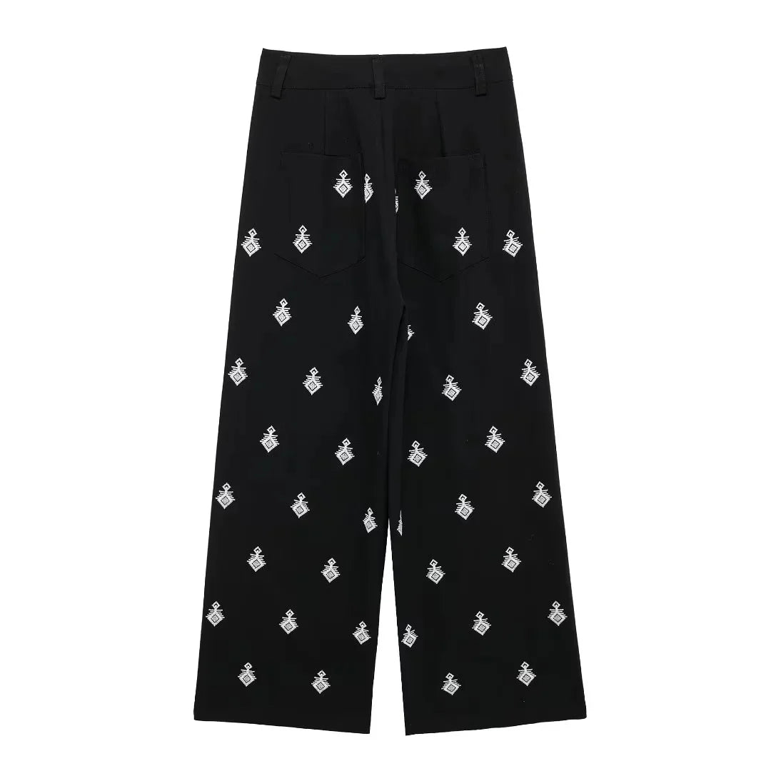 Embroidered Loungewear Artistic Pants and Shirt Loungewear | Chuzko.com