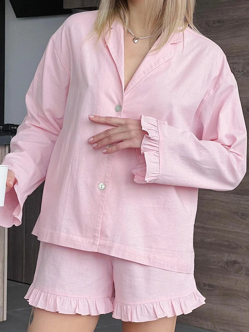 Cotton Pajama 2 Piece Set for Home Lounging Loungewear | Chuzko.com