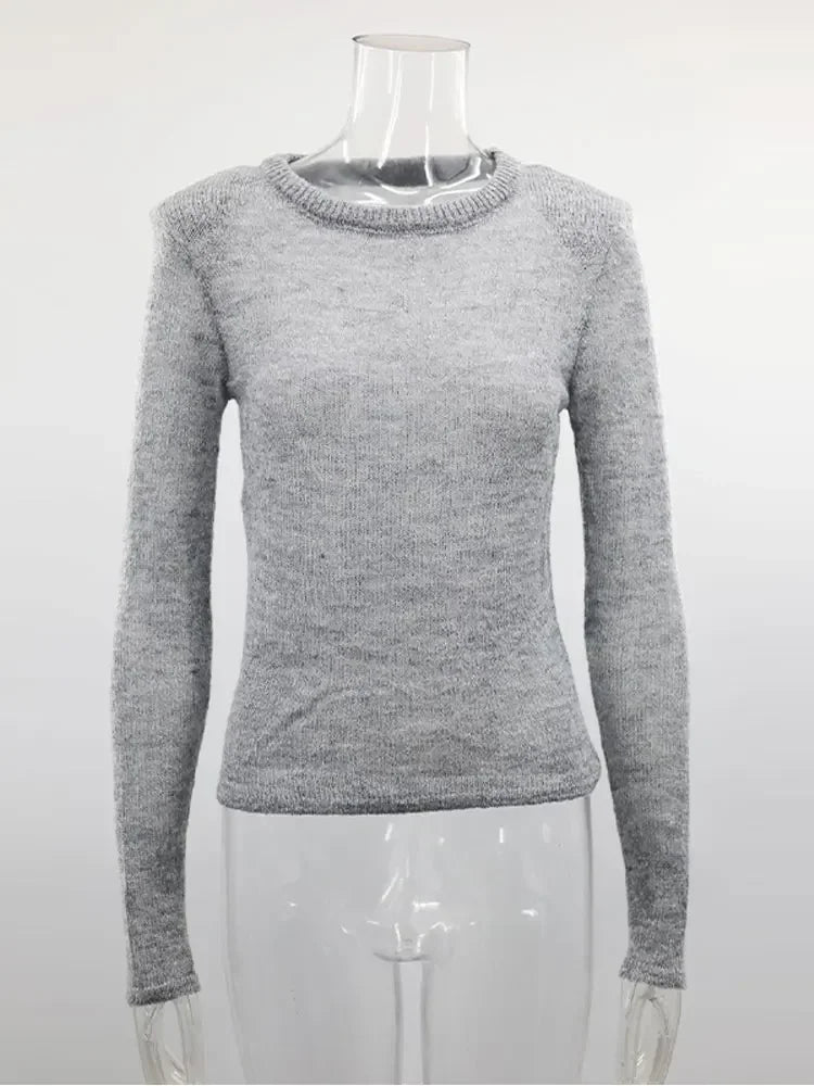 Fluffy See-through Knitwear Heather Grey Sweater Sweaters | Chuzko.com