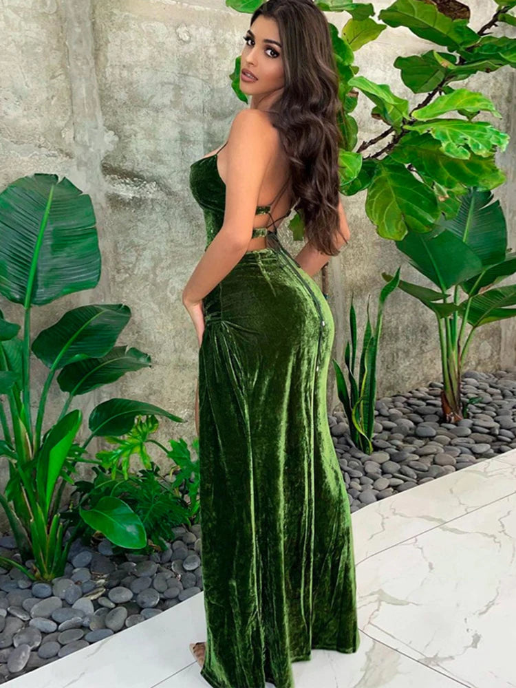 Velvet Bodycon Evening Dress with High Slit Velvet Dresses | Chuzko.com