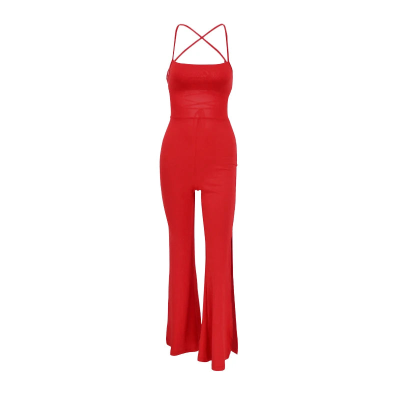 Backless Cocktail Jumpsuit with Thigh Slits Jumpsuits | Chuzko.com