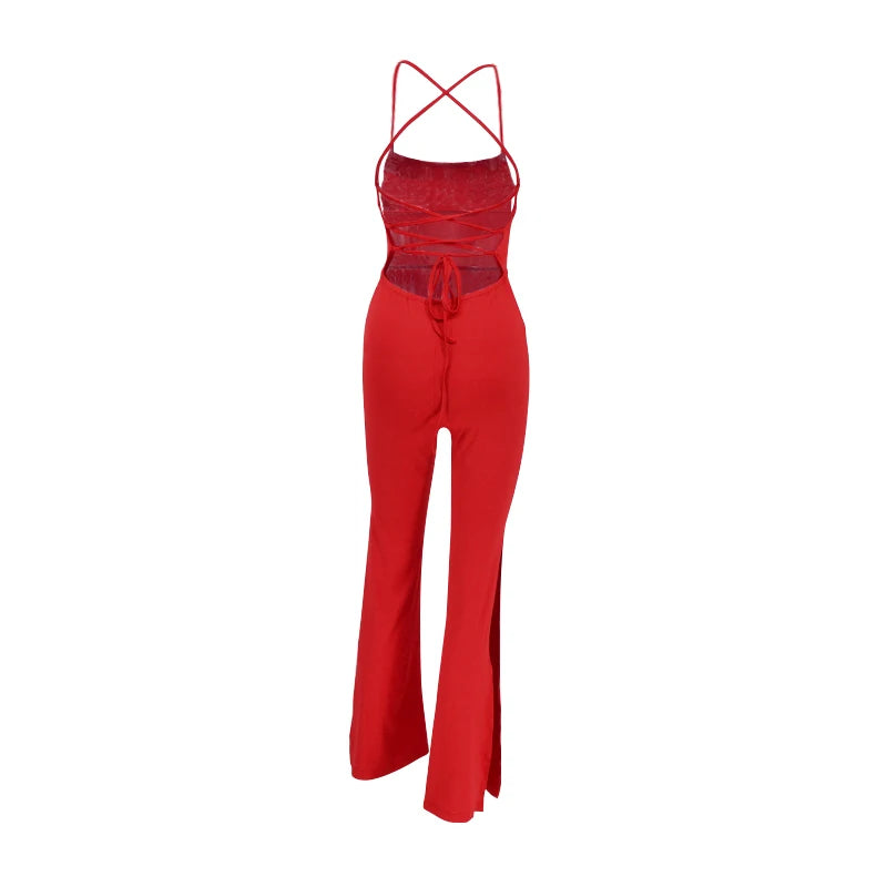 Backless Cocktail Jumpsuit with Thigh Slits Jumpsuits | Chuzko.com