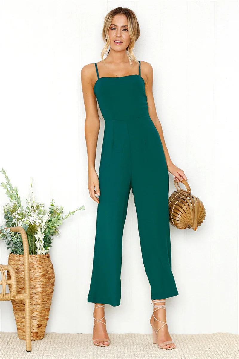 Minimalist Monochrome Pantsuit for Women Casual Jumpsuit | Chuzko.com