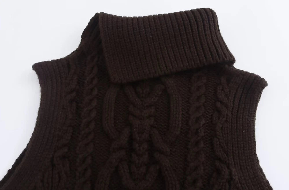 Wool Blend Vest Cable Knit Crop Sweater Vests | Chuzko.com