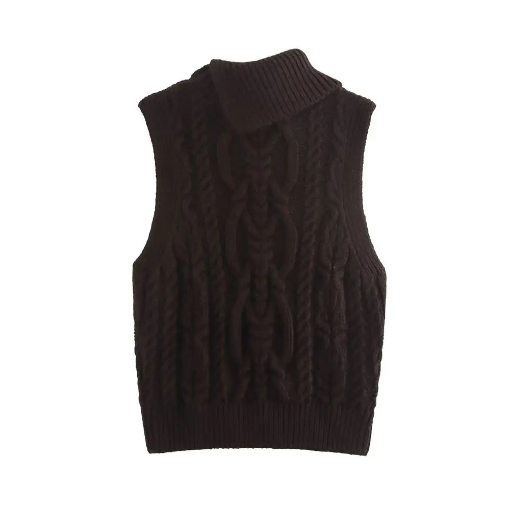 Wool Blend Vest Cable Knit Crop Sweater Vests | Chuzko.com