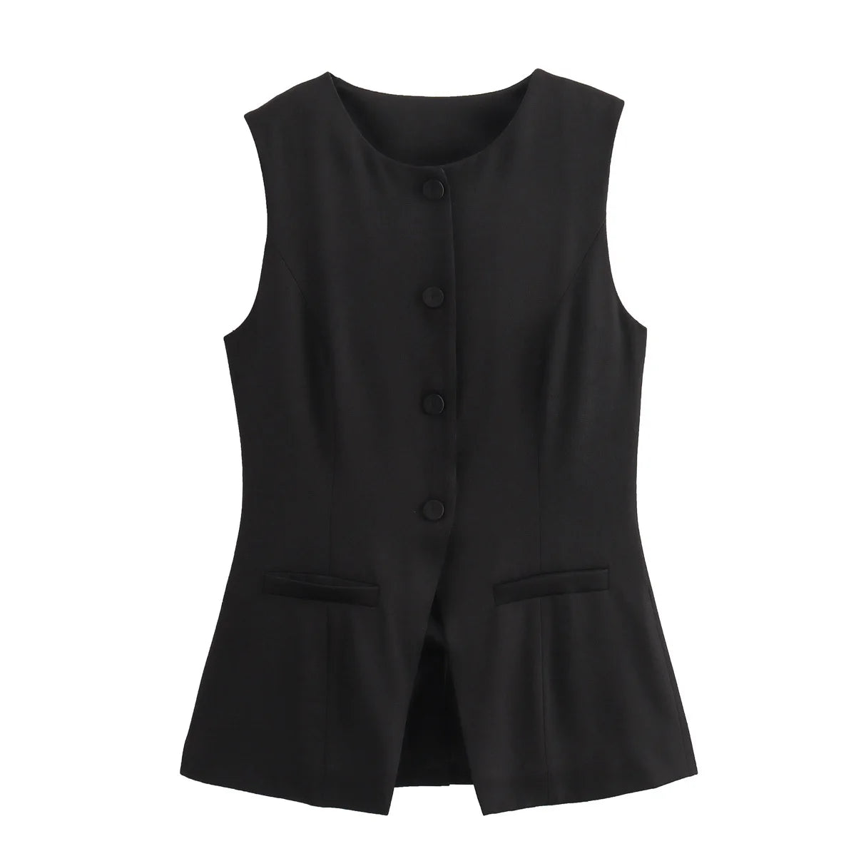 Workwear Sleeveless Blouse Office-Ready Buttoned Top Vest | Chuzko.com