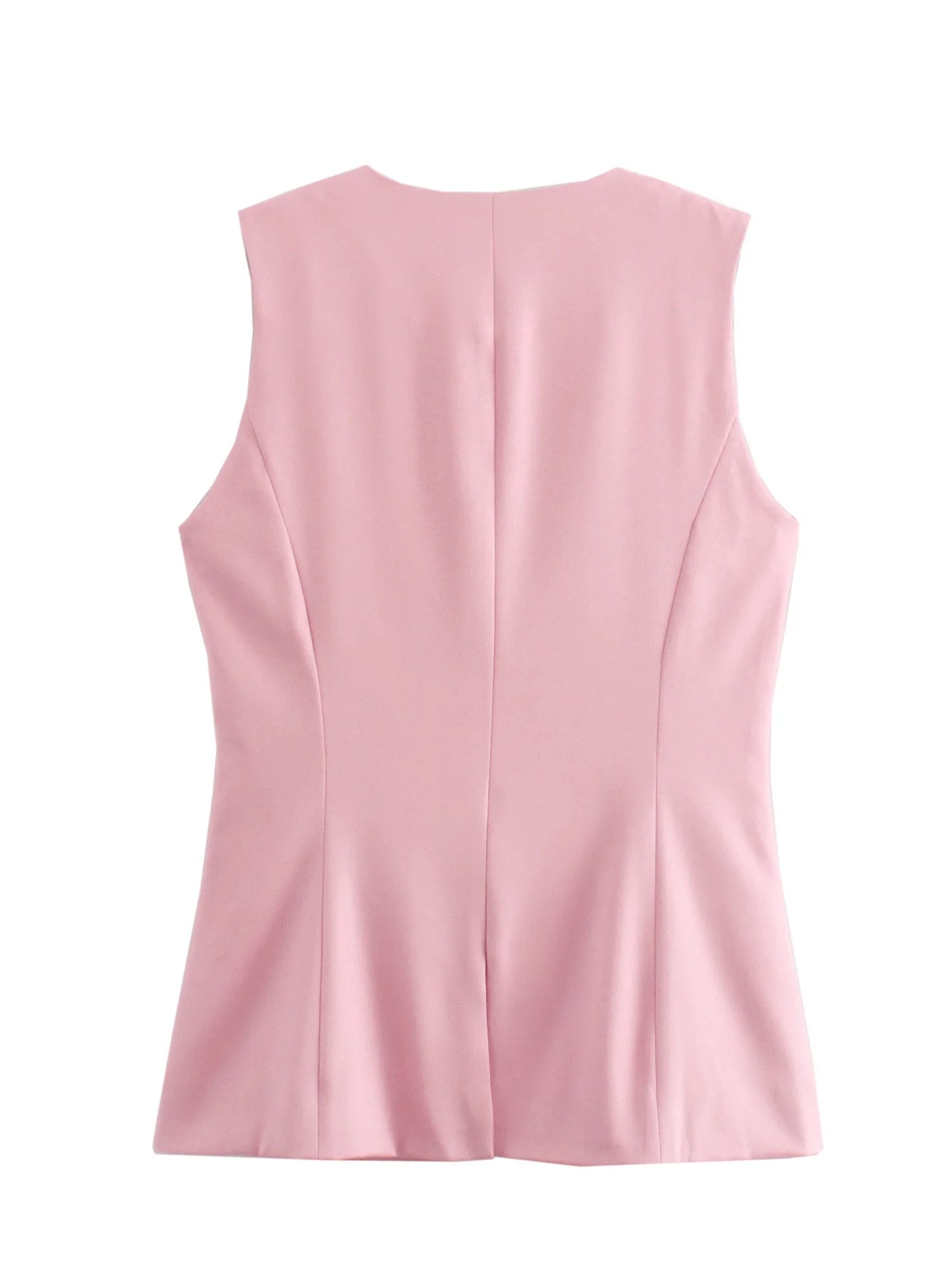 Workwear Sleeveless Blouse Office-Ready Buttoned Top Vest | Chuzko.com