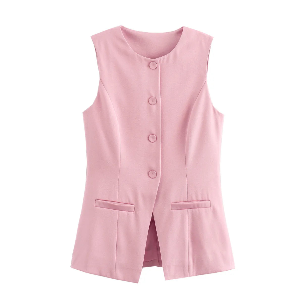 Workwear Sleeveless Blouse Office-Ready Buttoned Top Vest | Chuzko.com