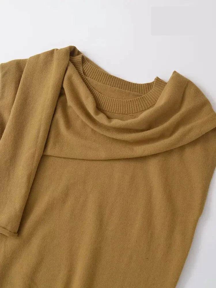 Scarf Neck Top Sleeveless Knit Sweater Knit Tops | Chuzko.com