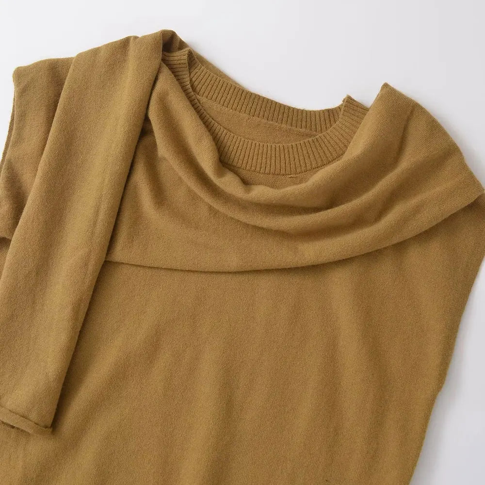 Scarf Neck Top Sleeveless Knit Sweater Knit Tops | Chuzko.com