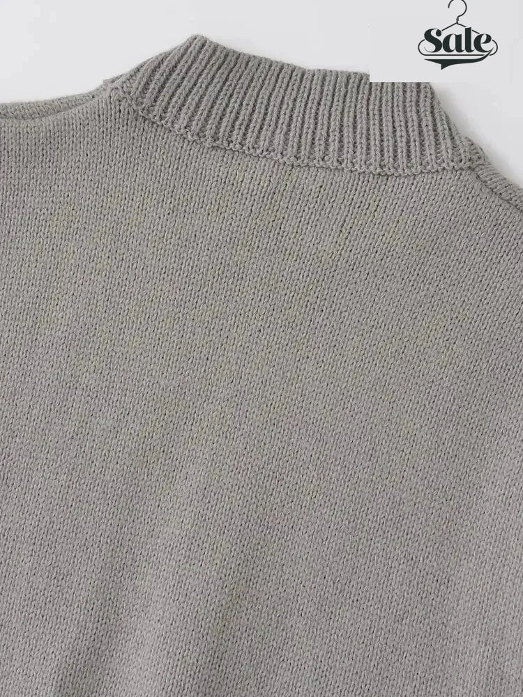 Minimalist High-Neck Sweater Gray Sleeveless Topper Sweaters | Chuzko.com