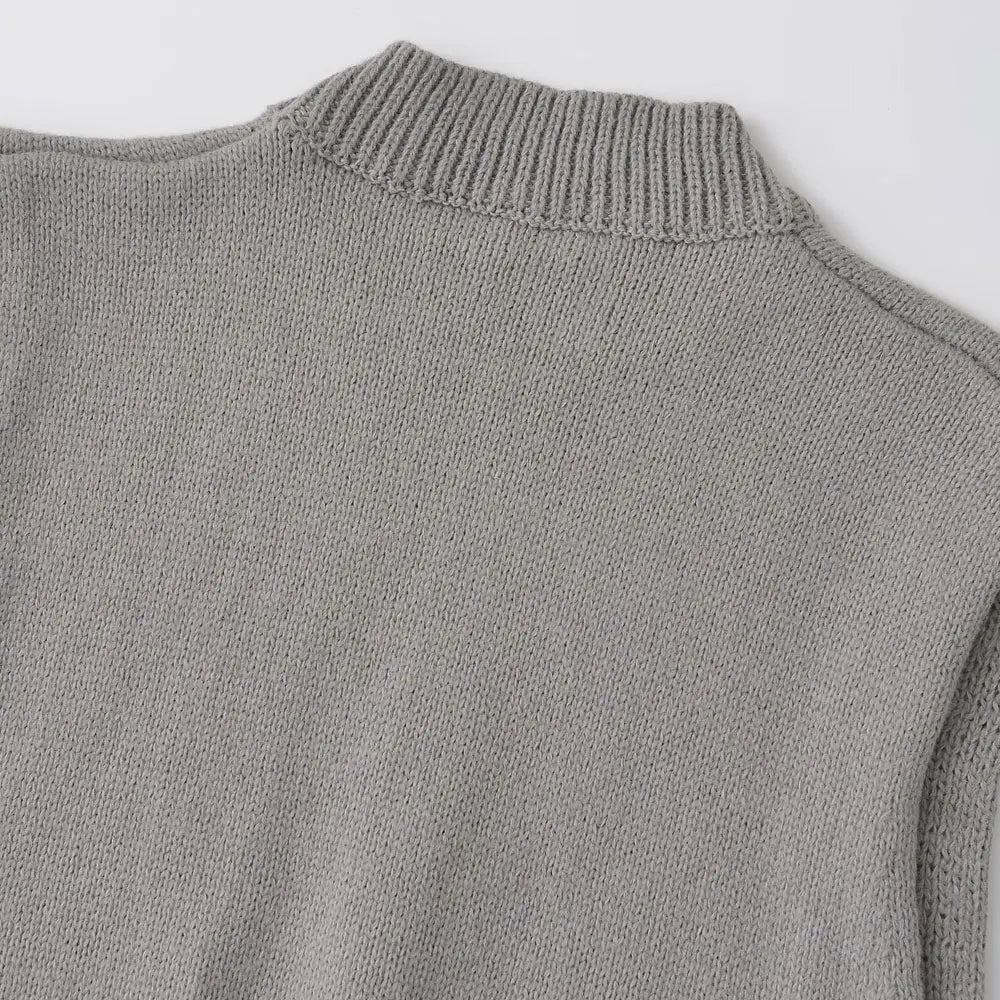 Minimalist High-Neck Sweater Gray Sleeveless Topper Sweaters | Chuzko.com