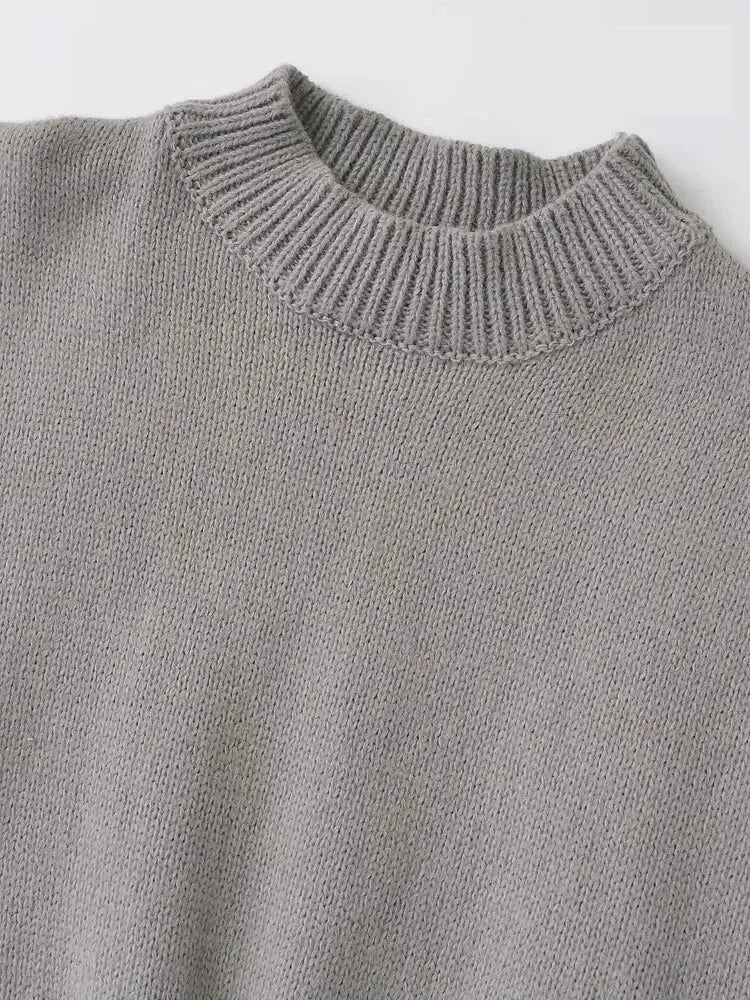 Minimalist High-Neck Sweater Gray Sleeveless Topper Sweaters | Chuzko.com