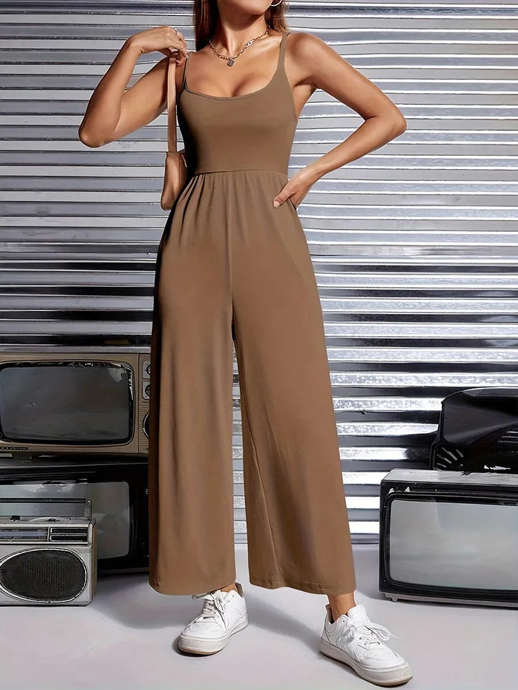 Casual Taupe Jumpsuit for Artistic Outings	