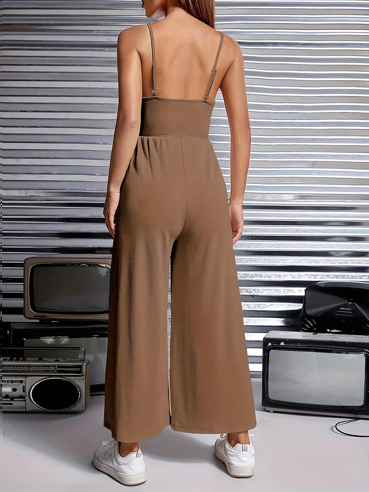 Casual Taupe Jumpsuit for Artistic Outings Jumpsuits | Chuzko.com