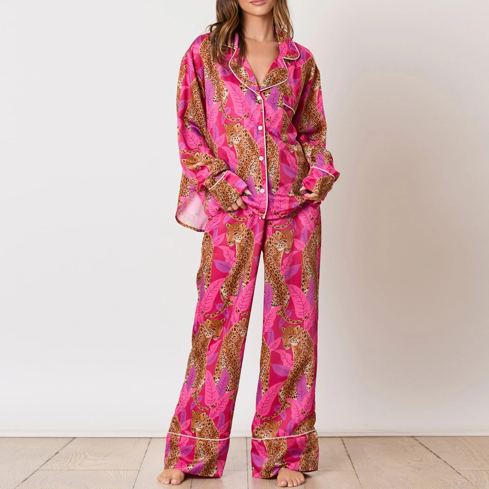 Fall Multicolor Pajamas Nightwear 2 Piece Pants and Shirt	