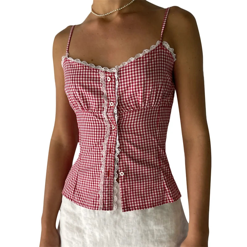 Gingham Cami Plaid Top for Summer Festivals Plaid Camis | Chuzko.com