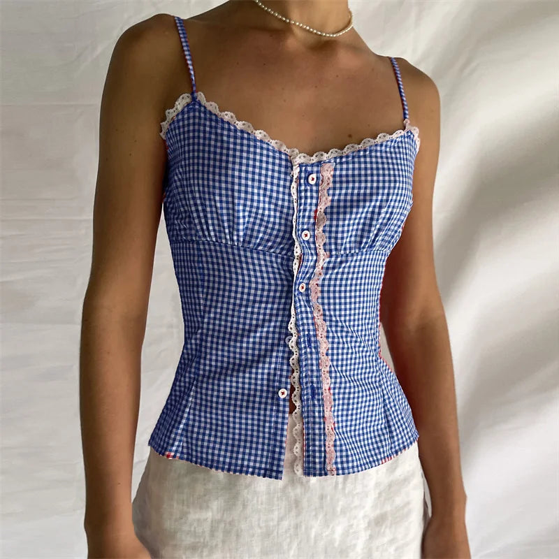 Gingham Cami Plaid Top for Summer Festivals Plaid Camis | Chuzko.com