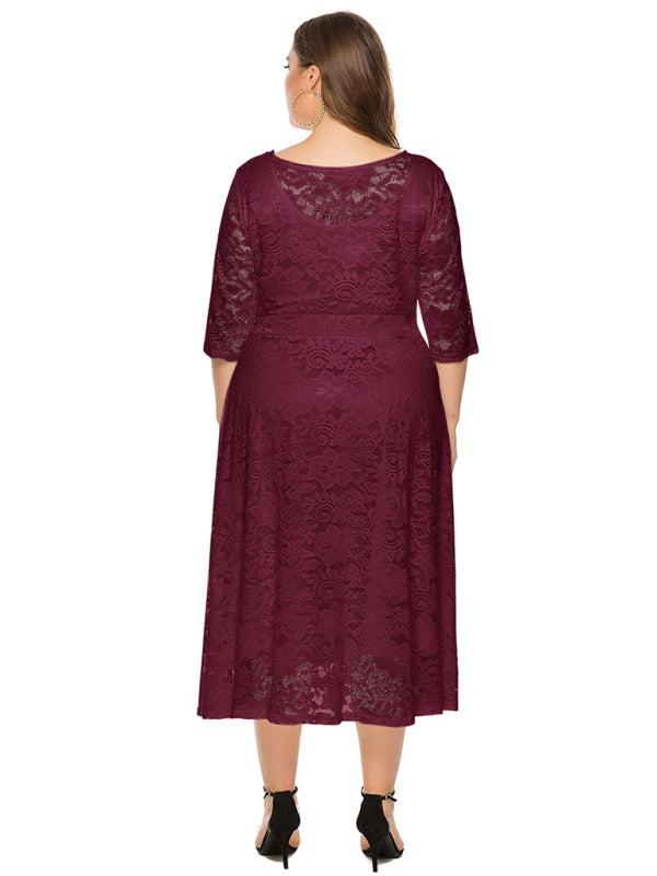 Cocktail Curvy Tea-length Lace Dress Cocktail Dresses | Chuzko.com